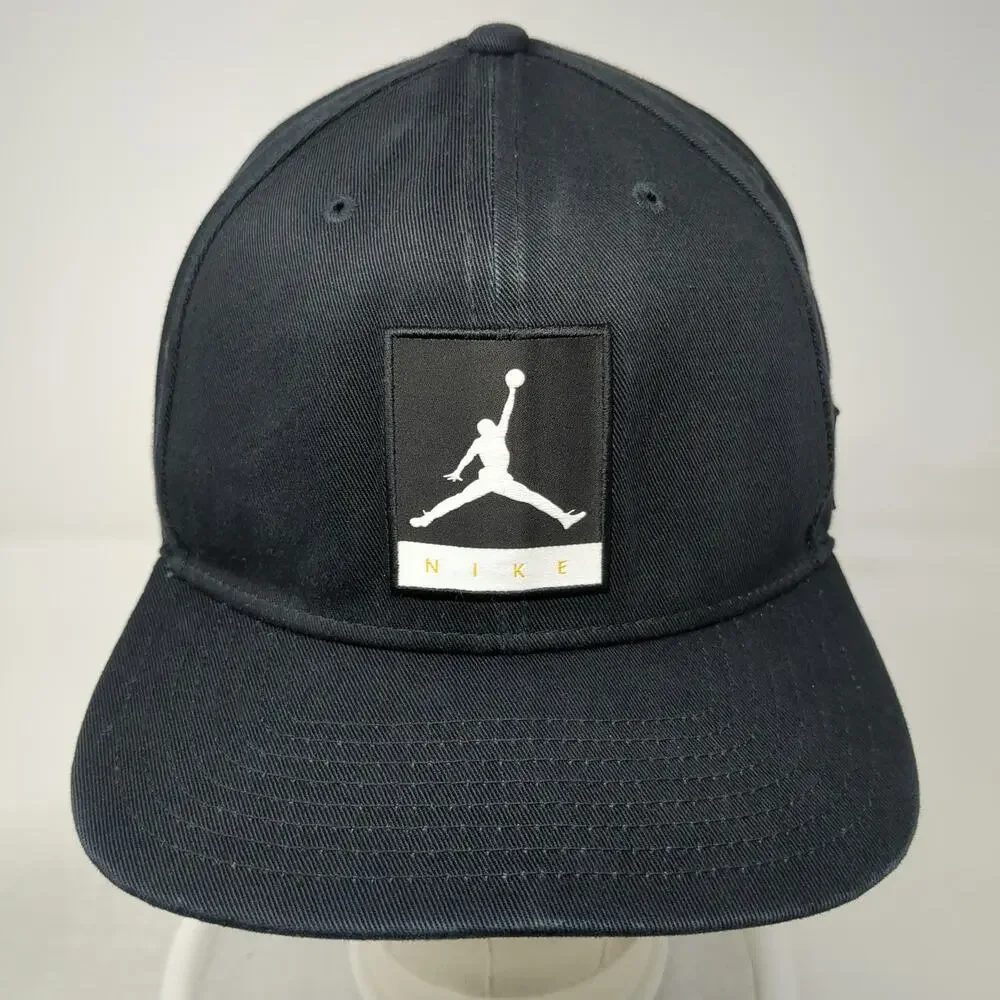 Nike Snapback Hat Black One Size Jordan Jumpman Patch 6 Panel Logo Athletic